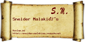 Sneider Malakiás névjegykártya
